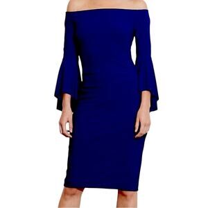 Lauren Ralph Lauren New Sheath Dress Off Shoulder Navy Blue Women’s Size 4